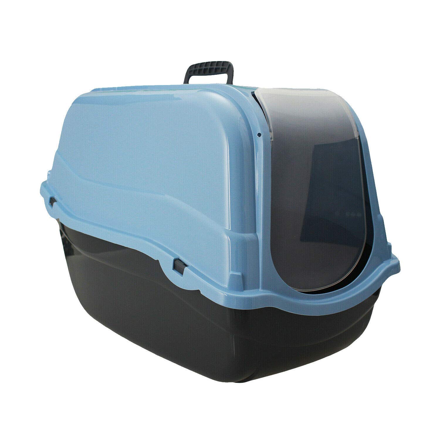 EliteKoopers 1Pcs Blue Portable Travel Pet Carrier Toilet Cat Litter Tray Hooded Box Covered Hand Carry Box