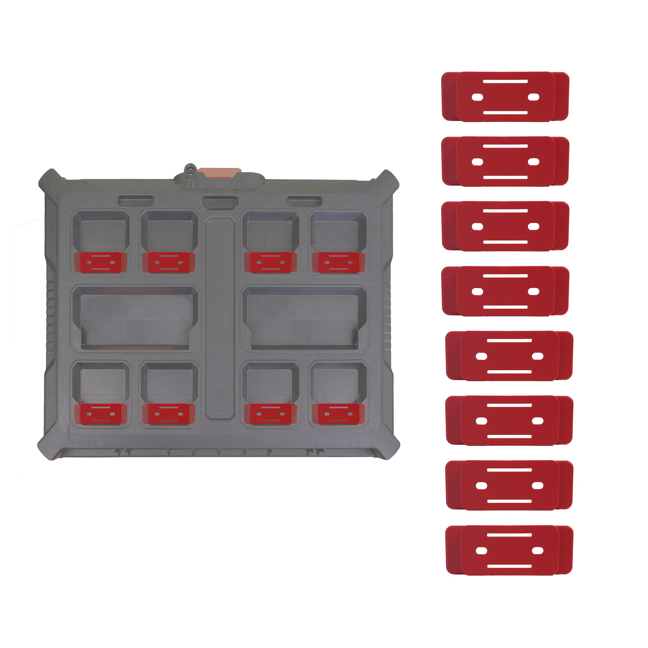 StealthMounts Mounting Feet Compatible with Milwaukee Packout System – 8 Pack Heavy Duty ABS Mounting Brackets for Tool Box & Workshop Organisation (Red)