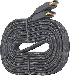 Cabo HDMI 10m Gold Flat em Tecido – Alta Velocidade 4K, Som e Imagem Full HD com Blindagem Premium