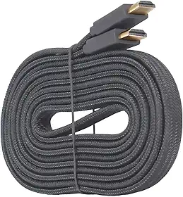 Cabo HDMI 10m Gold Flat em Tecido – Alta Velocidade 4K, Som e Imagem Full HD com Blindagem Premium