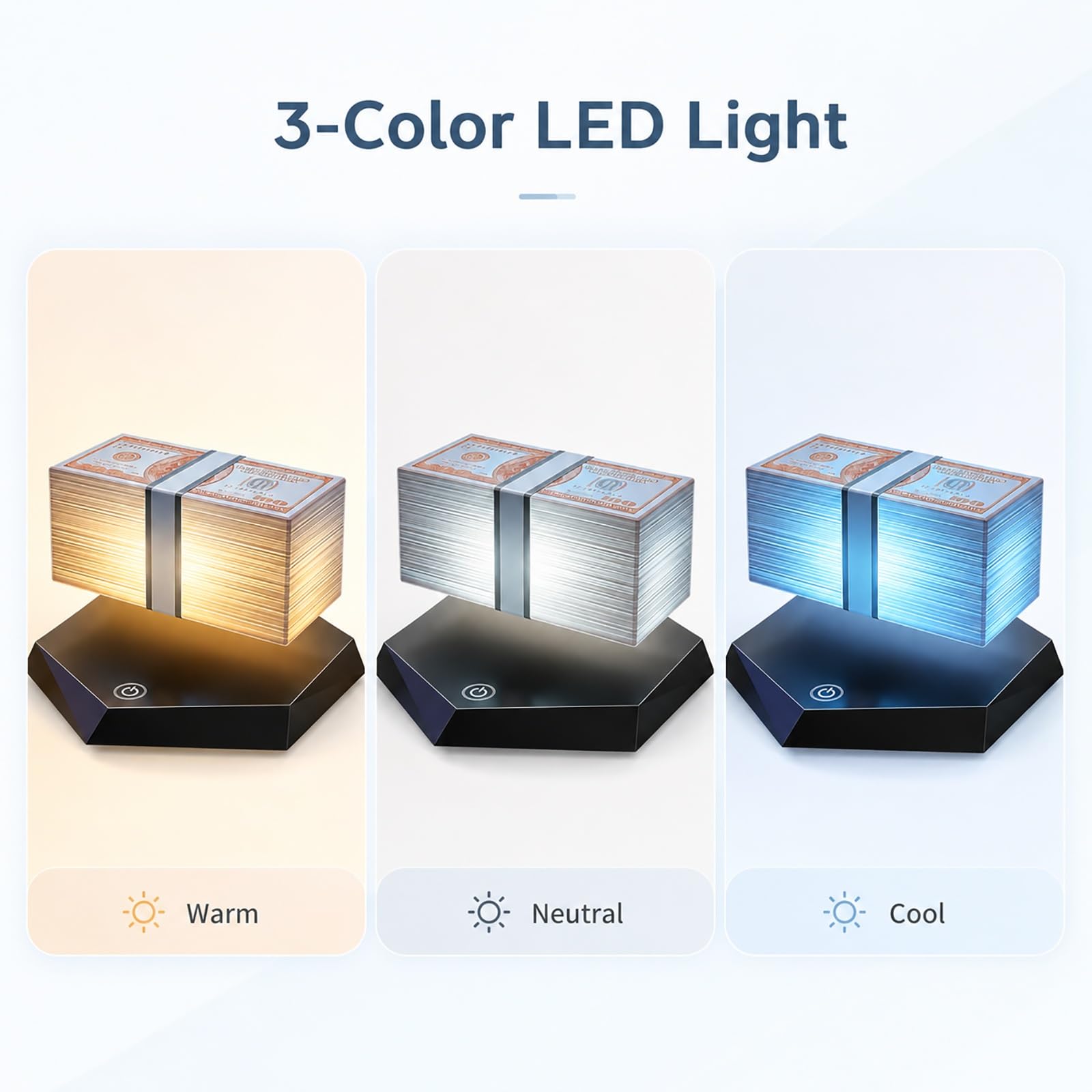 Generico Lampada Banconota Fluttuante, Levitazione Magnetica Dollaro Design 3 Colori LED Luce Notturna, Gadget Scrivania Rotante 360° for Arredo Stanza da Gaming, Regalo Uomo Originale