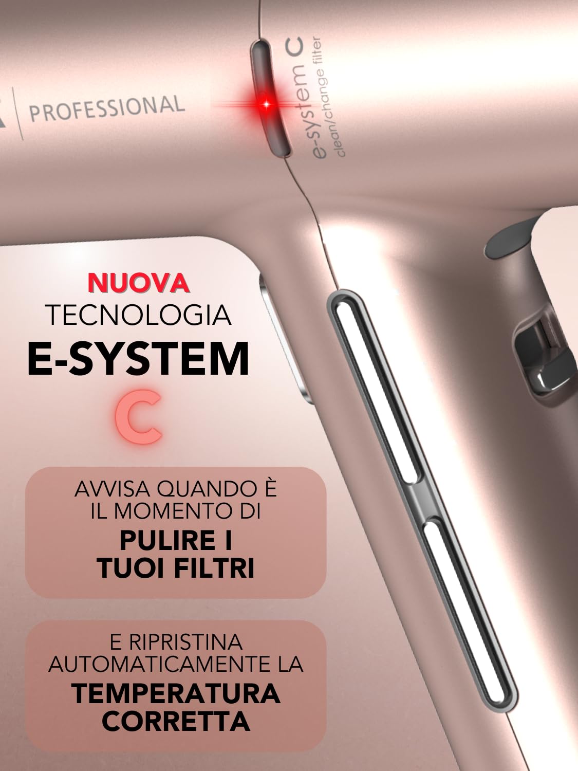 GA.MA Italy Professional, Asciugacapelli iQ3 Perfetto, Phon Ultraleggero con Motore Brushless da 110.000 giri/min, Tecnologia Stand-by e Funzione Turbo, 1600 W di Potenza, Gold Rose