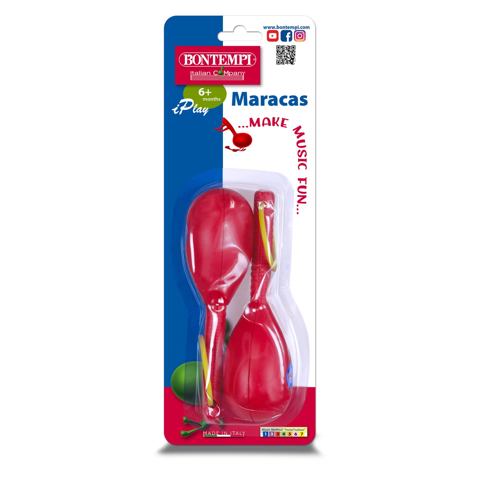 Bontempi Maracas 53 1982 – Instrument De Musique Pour Enfants – Longueur 180 Mm – Développe Le Rythme Et La Créativité