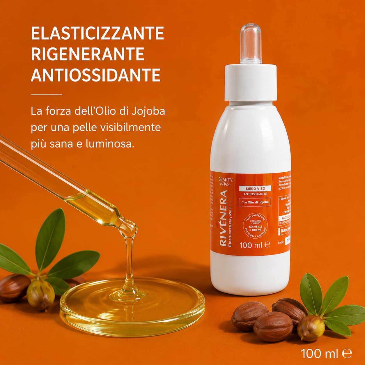 Rivenera serum do twarzy 150 ml – przeciwzmarszczkowy z kwasem hialuronowym i kolagenem – nawilżający, rozjaśniający, regenerujący do skóry dojrzałej (średnio)