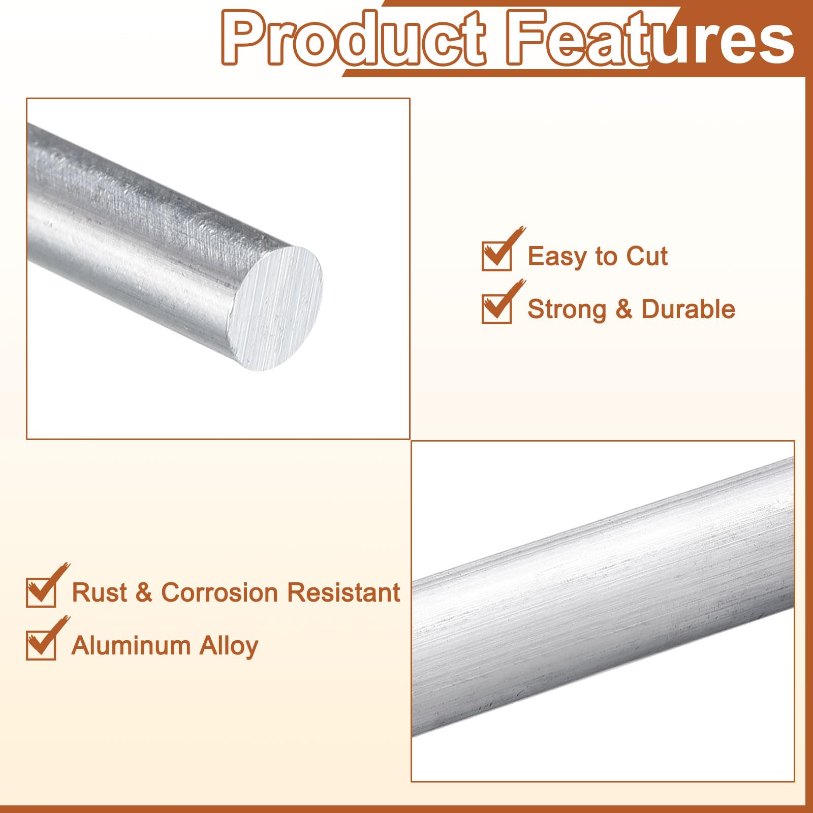 QUARKZMAN 5Pcs 1/2"(12mm) Dia Tige Ronde En Aluminium, 12"(305mm) Long 6063 Tige Ronde En Aluminium Pleine Barre Pour Tour Pour Industrie Construction DIY Artisanat
