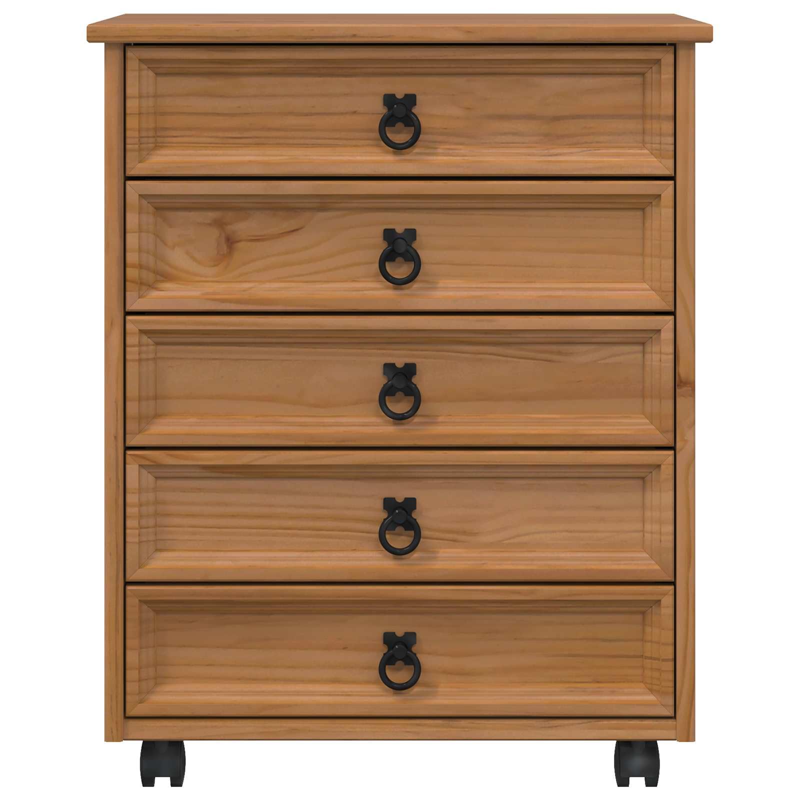 vidaXL Armadietto Rotolante con Cassetti CORONA Marrone Miele, Spazio ampia per salotto, ufficio, hobby, design rustico con mobiletto e cassetto, facile da pulire