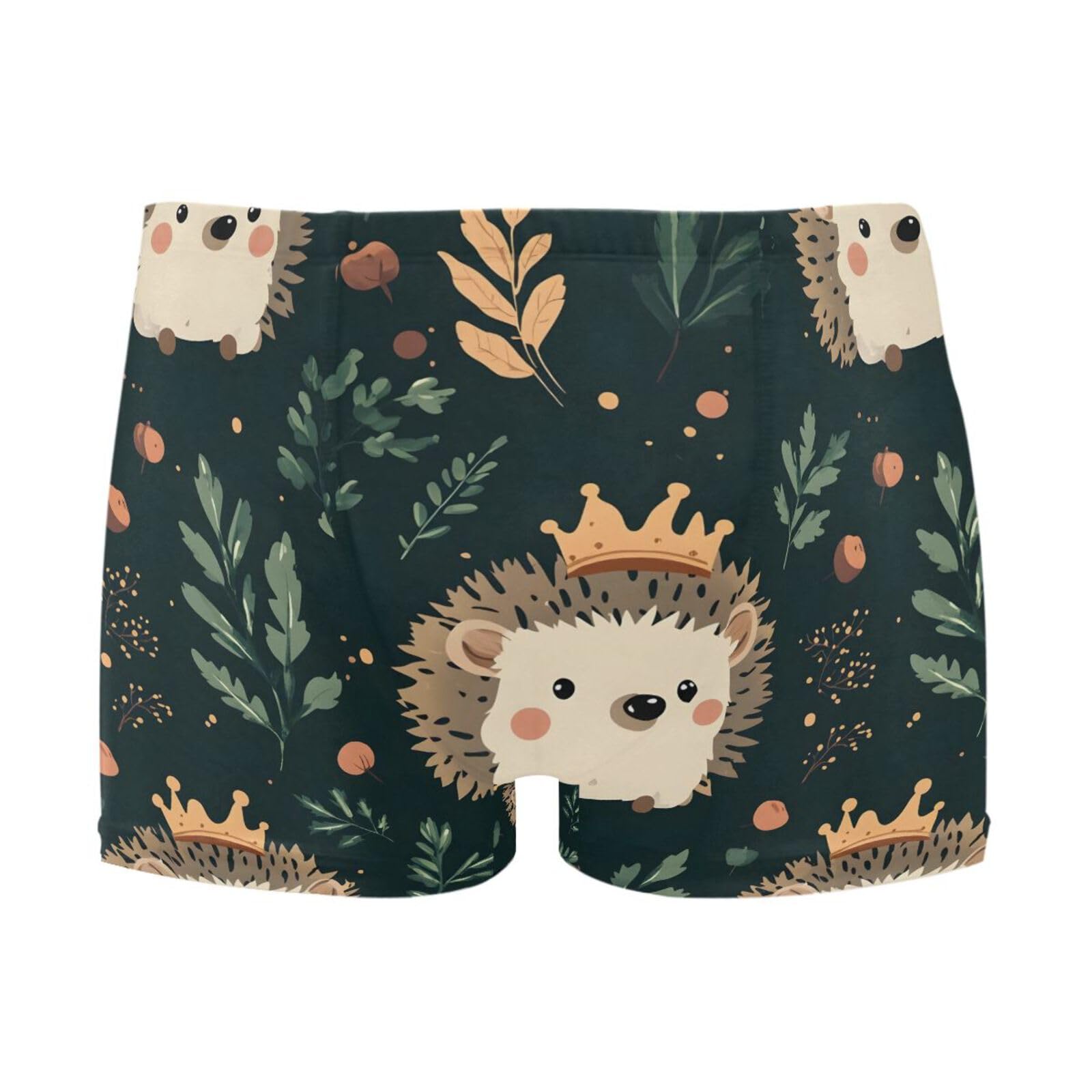 UMIRIKO Cute Hedgehog Crown Men's Swim Trunk Square Leg Swimsuit Swimwear Swim Briefs for Men 2XL 202b9134