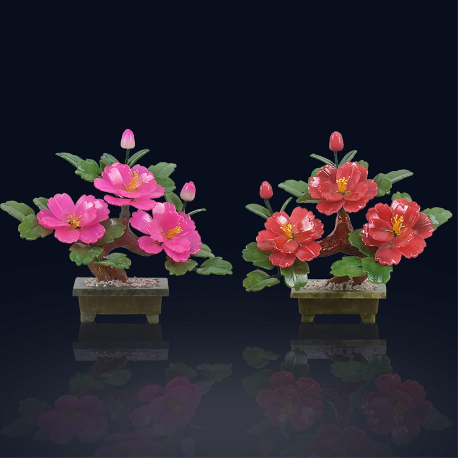 Pianta artificiale in vaso, bonsai di giada, peonia retrò, artigianato cinese, pianta artificiale in vaso (viola) (multi)