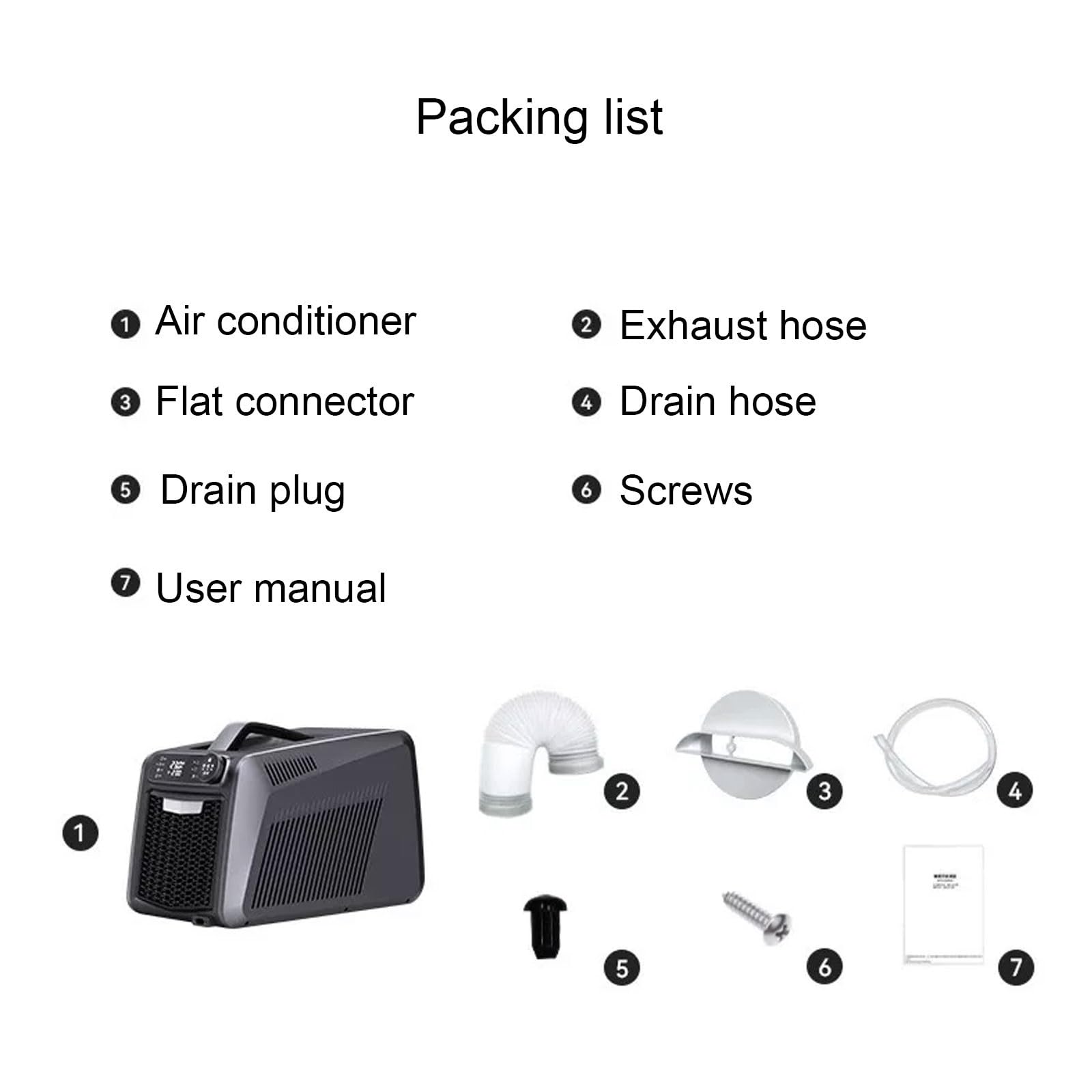 Condizionatore Portatile, 5460/6000 BTU, Raffreddamento 1600/1800 W | Senza Scarico Dell'Acqua Design Silenzioso Climatizzatore Campeggio Per Soggiorno Ufficio Camper(12V/24V/220V/1800W)