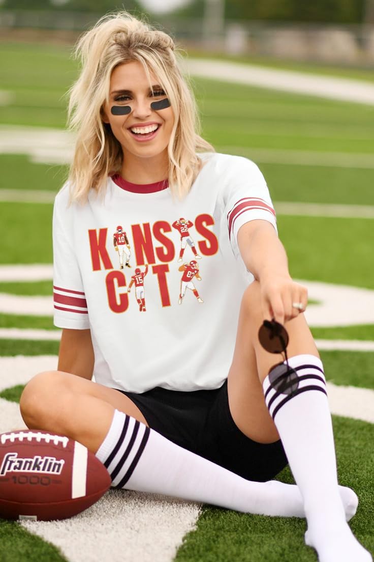 Football Shirts Women Game Day Short Sleeve Shirt Gameday Graphic Tops Football Team Fan Outfits Sport Season Apparel - Image 3