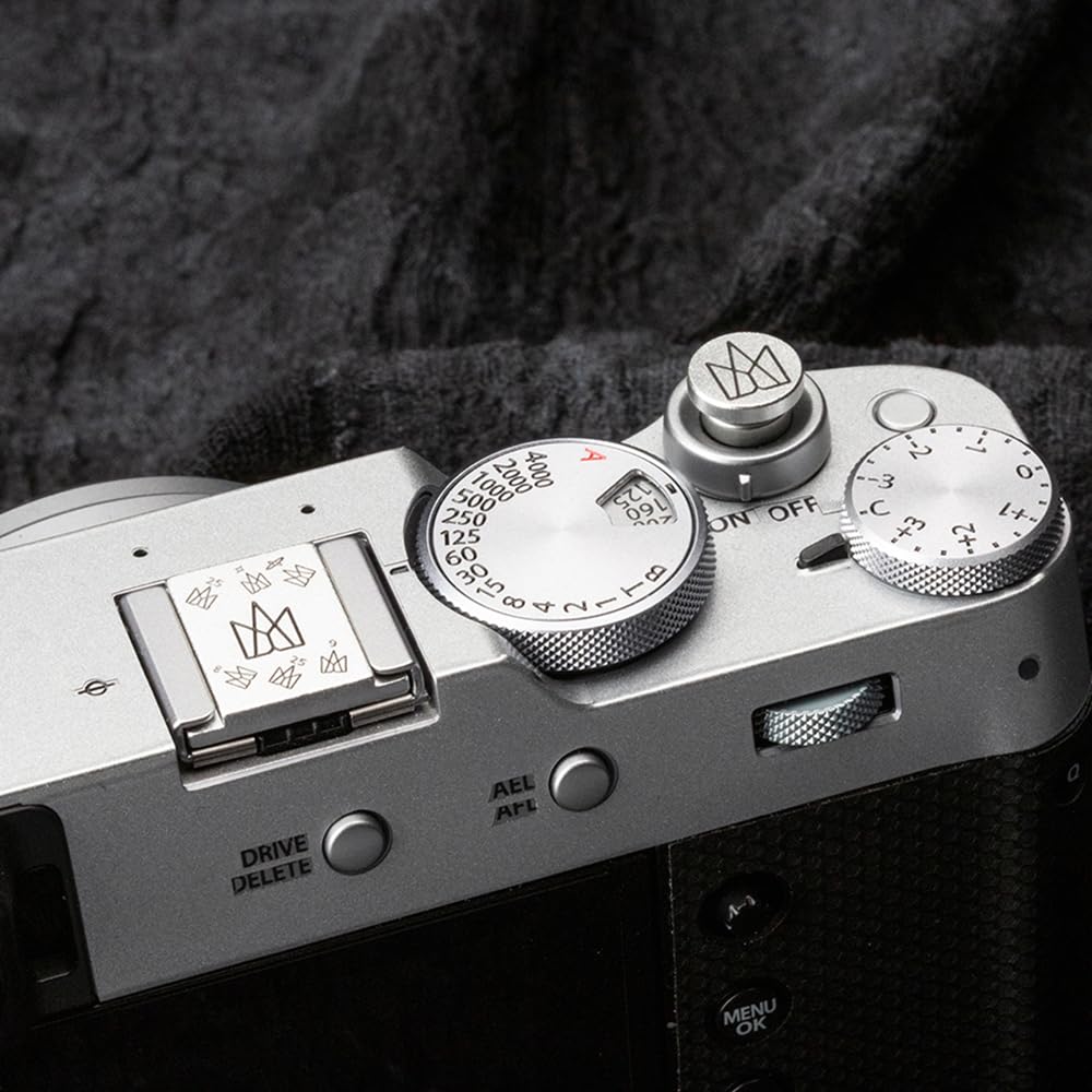 Crown Pattern Camera hot Shoe Cover Shutter Decorative Button Set for Fuji XT4, XT30, XE3,for Canon R6 R5 R7 R8 R10 for Nikon D750 D610 Z7 Z5 Z6 Z50 Z30 (Aluminum Alloy-Set02)