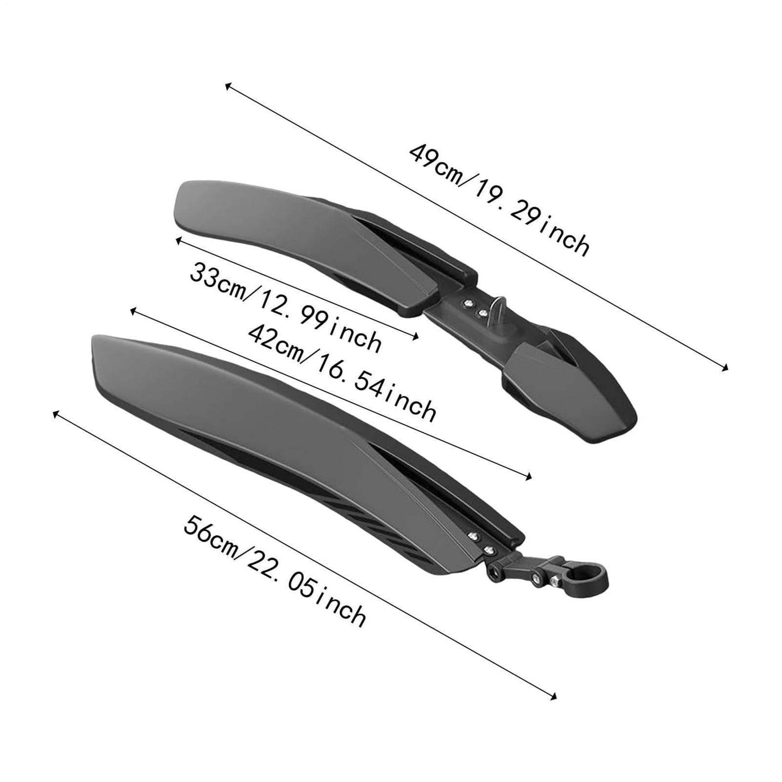 Garde-boue Vélo Ajustable – Clips Rapides, Compatibles Roues 24/26/27,5 Pouces, PP 240 G, Ensemble Avant (33 Cm) Et Arrière (42 Cm), Boue Et Pluie