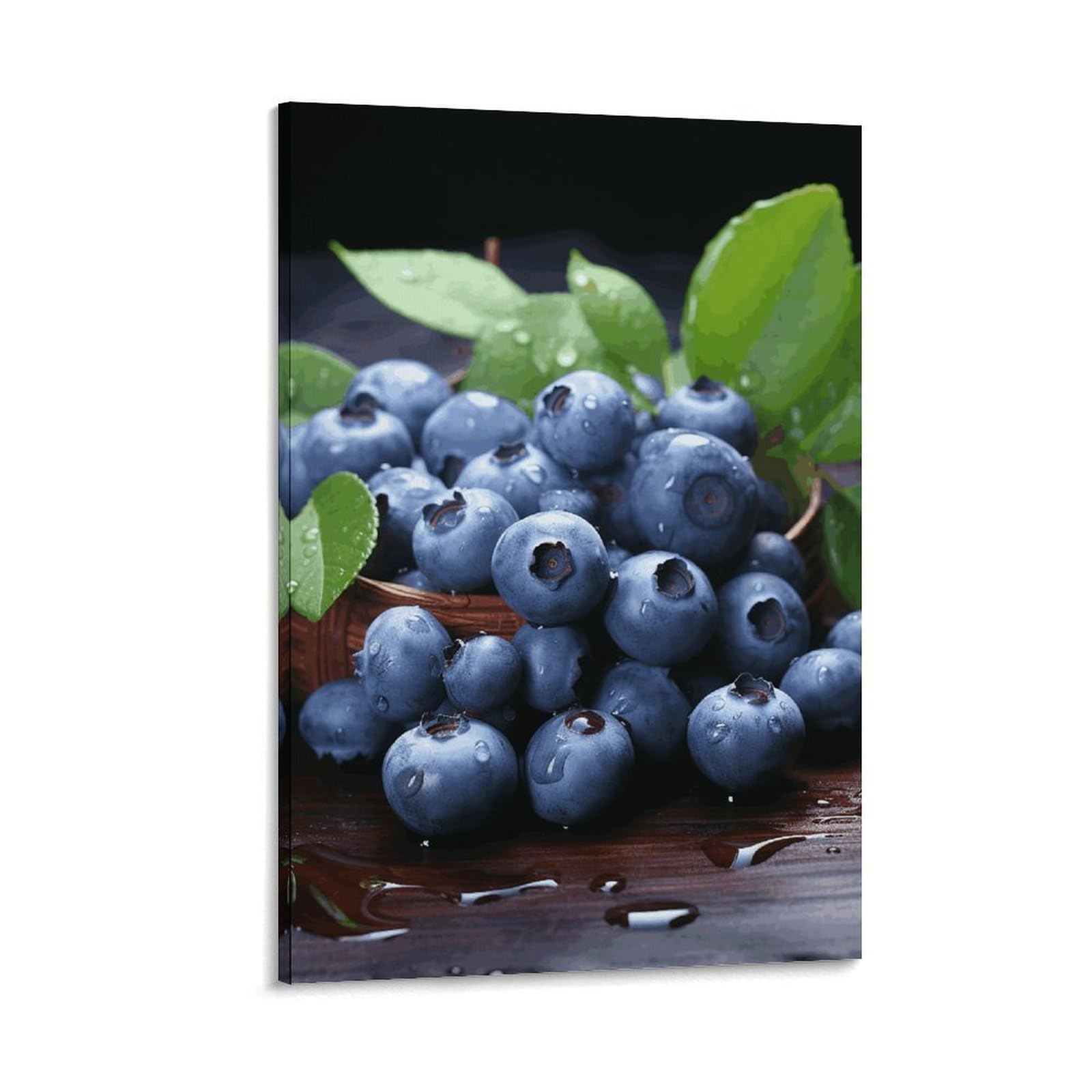 Canvas Wall Art for Living Room 16"x24" Modern Artwork Painting Pictures Hanging Canvas Prints Delicious Blueberries Aesthetic Wall Art for Bedroom Bathroom Office Wall Art Print Decor Delicious Blue