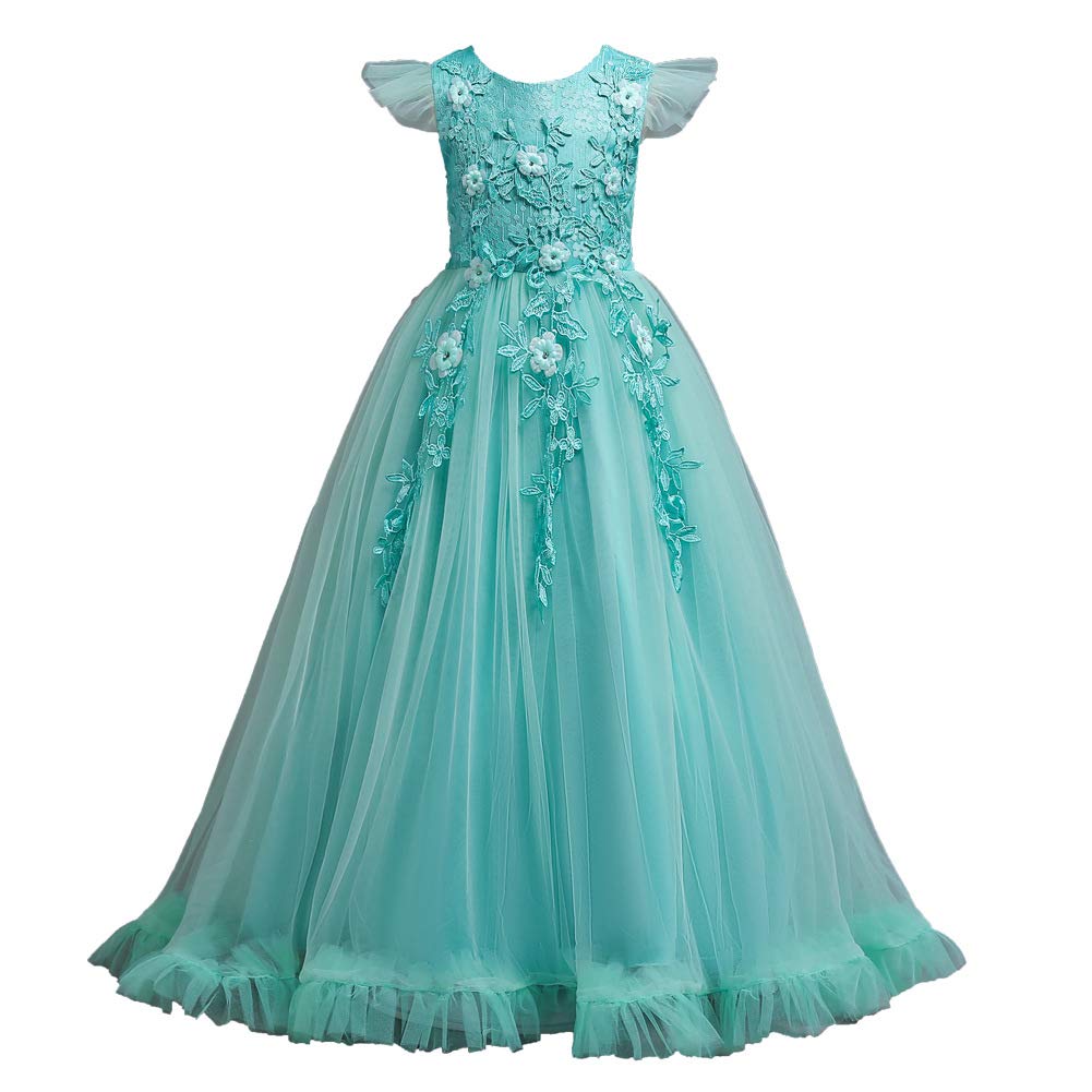 Valin Blumensmädchenkleid Prinzessin Kleid Festliches Kinderkleid Ohne Arm Spitze Tüll Party Festliche Hochzeit Kleid 4-14 Jahre,V833