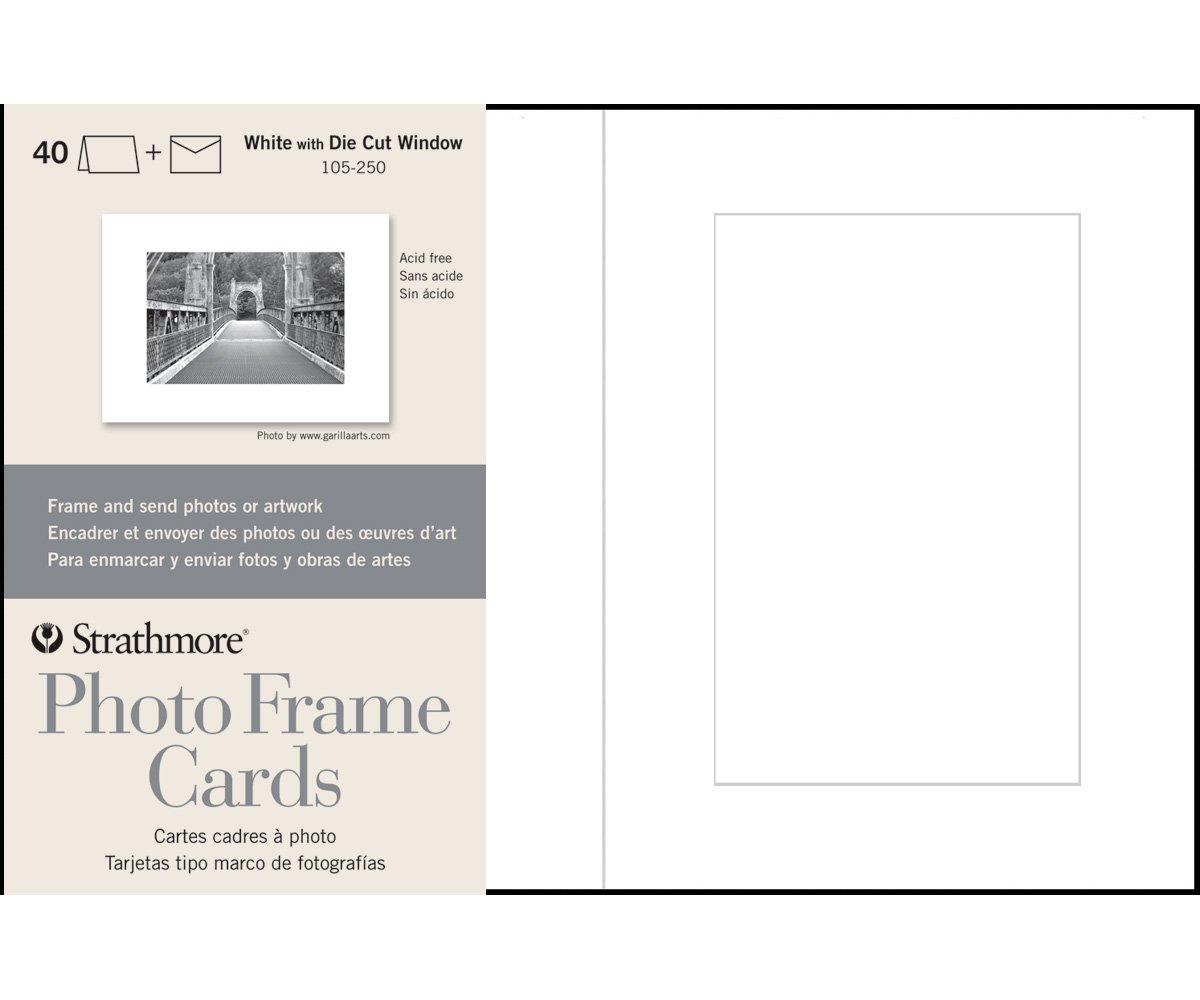 Strathmore Photo Frame Cards with Envelopes, White Cutout Window, 80 lb. Cover, 5 X 6.875 inches, Package of 40 (105-250)