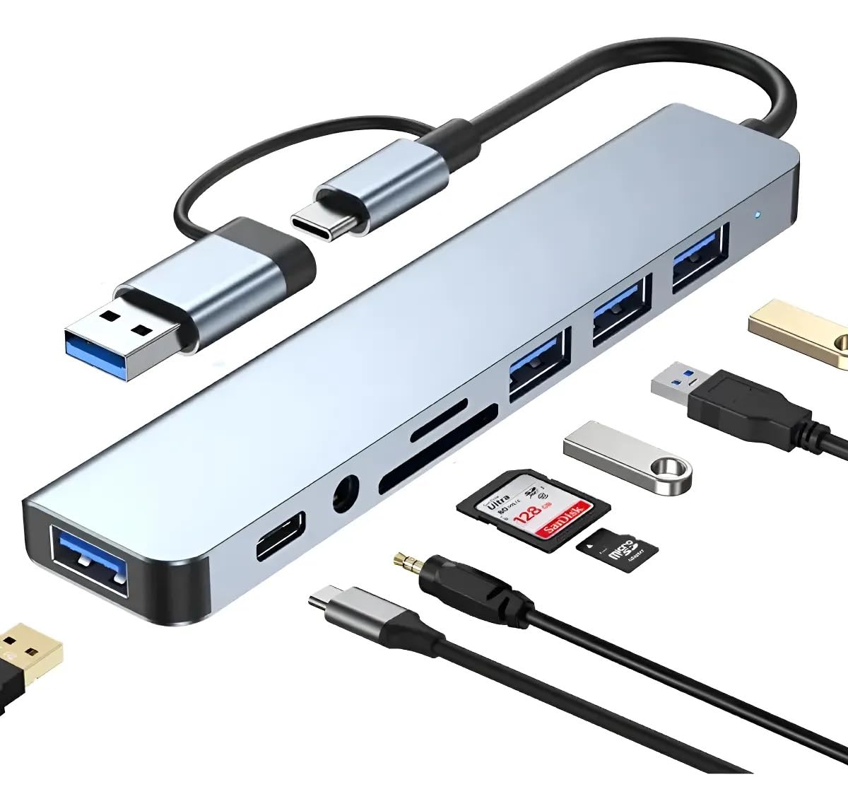 NEXSA USB C Hub 8 in 1 Multiport Adapter with Type C PD Charging, USB 3.0 Ports, SD/TF Card Reader, 3.5mm Audio Jack, Ultra Slim Docking Station for Laptop, MacBook Pro/Air, Windows & Type C Devices-image-14