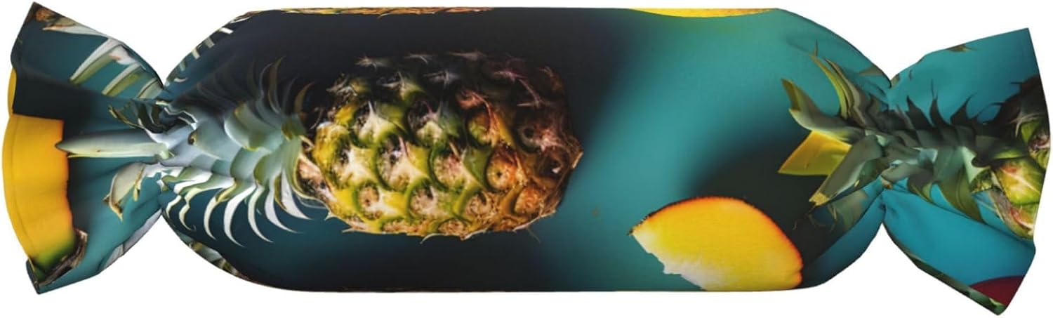 Tropical Fruit Pineapple Print Candy Cylindrical Eco-Friendly Pillow Soft Velvet Living Room Bedroom Travel Decor
