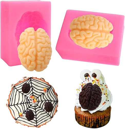 Molde de silicona 3D para cerebro humano, forma de órgano, forma de corazón sangriento, bricolaje, fondant, pudín, gelatina, caramelo, chocolate,