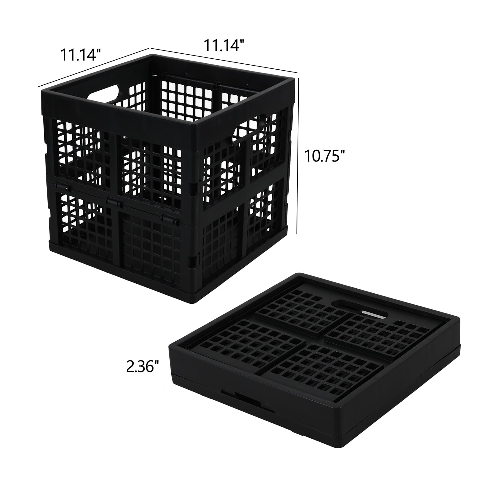 Lot de 3 caisses à lait pliables en plastique empilables - Noir - 22 l