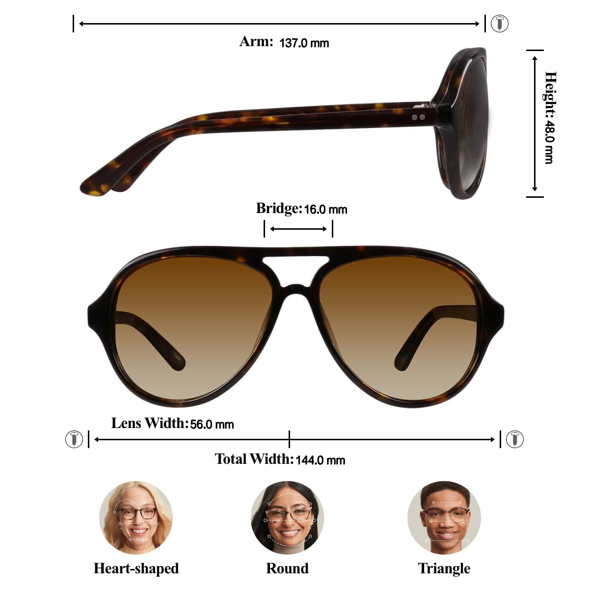 ZENNI Aviator Polarized Sunglasses For Men UV Protection Sports Glasses Women Double Bride