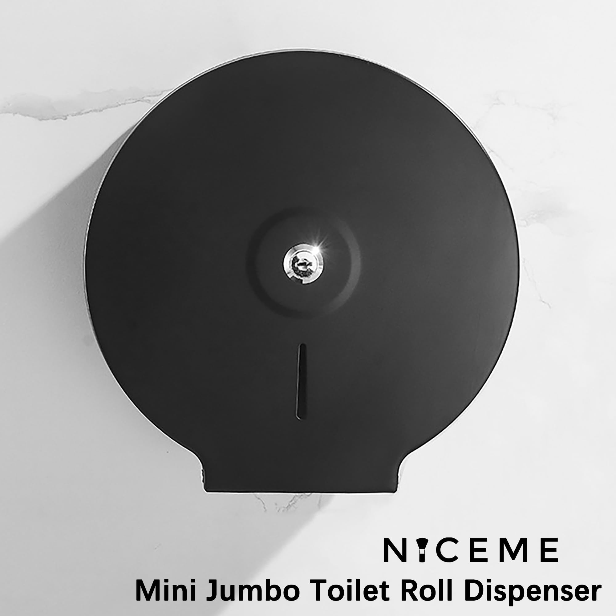 NICEME Dispenser di asciugamani di carta, Dispenser carta igienica commerciali, Funzione di blocco, Distributore industriale medio di rotoli, Diametro 255mm Mandrino 40mm, Nero