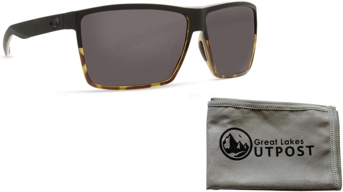 Costa Rincon Matte Black/Shiny Tort Gray 580G Sunglasses Bundle with Cloth