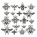 100g Bee Charms Collection - Antique Silver Tone Honey Bee Fly Insect Metal Pendants for Jewelry Making DIY Findings (HM119)