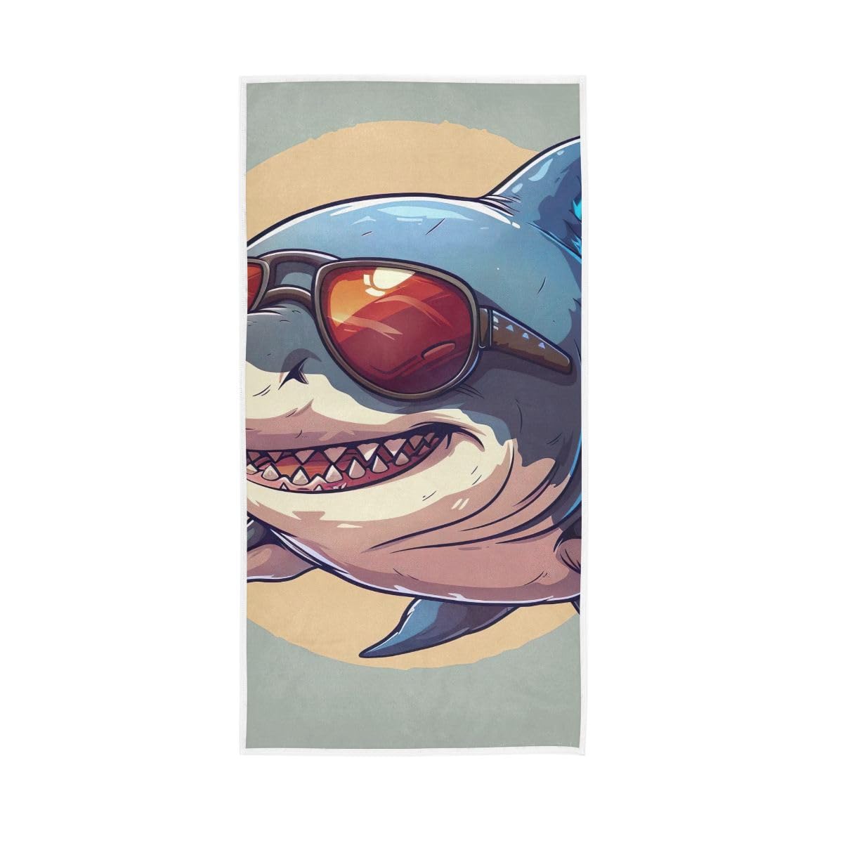 HUYGD Shark with Sunglasses Cute Hand Towels, Multipurpose Soft Towels for Bathroom, Gym, Hotel, Spa 15 x 30 Inches