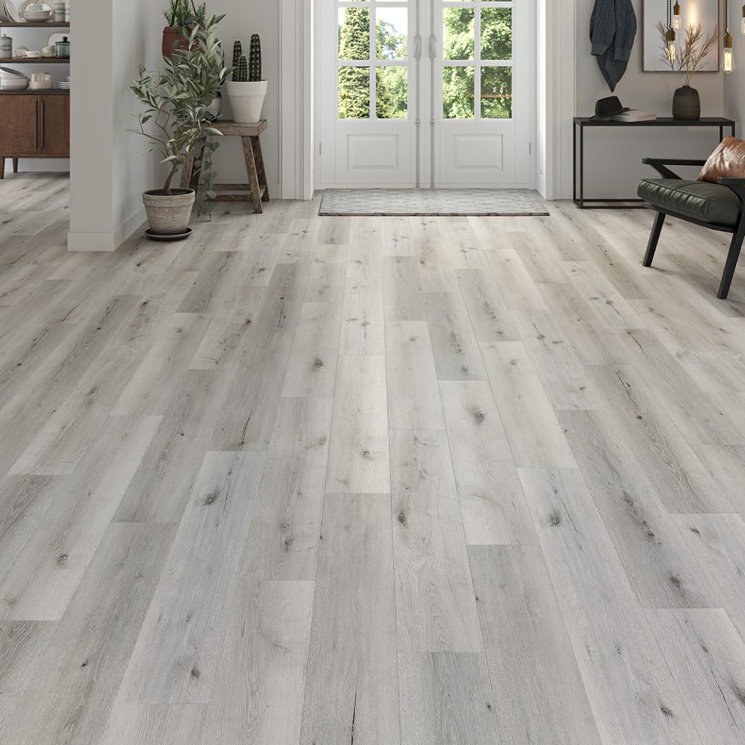 LVT Luxury Vinyl Tile Plank Flooring Waterproof Click Fit Wood Effect LVT Floor 2.196m² Coverage Per Pack | Office, Hallway, Kitchen, Dining Room Flooring Pack (Tidal Stone)