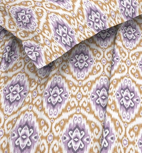 Image of Welspun ENZO Queen Size Fitted Bedsheet with 2 Pillow Covers | 360 Elastic | 100% Pure Cotton | 60 x 78 Inches | Soft, Breathable, Lightweight & Easy Care | Coral Gold