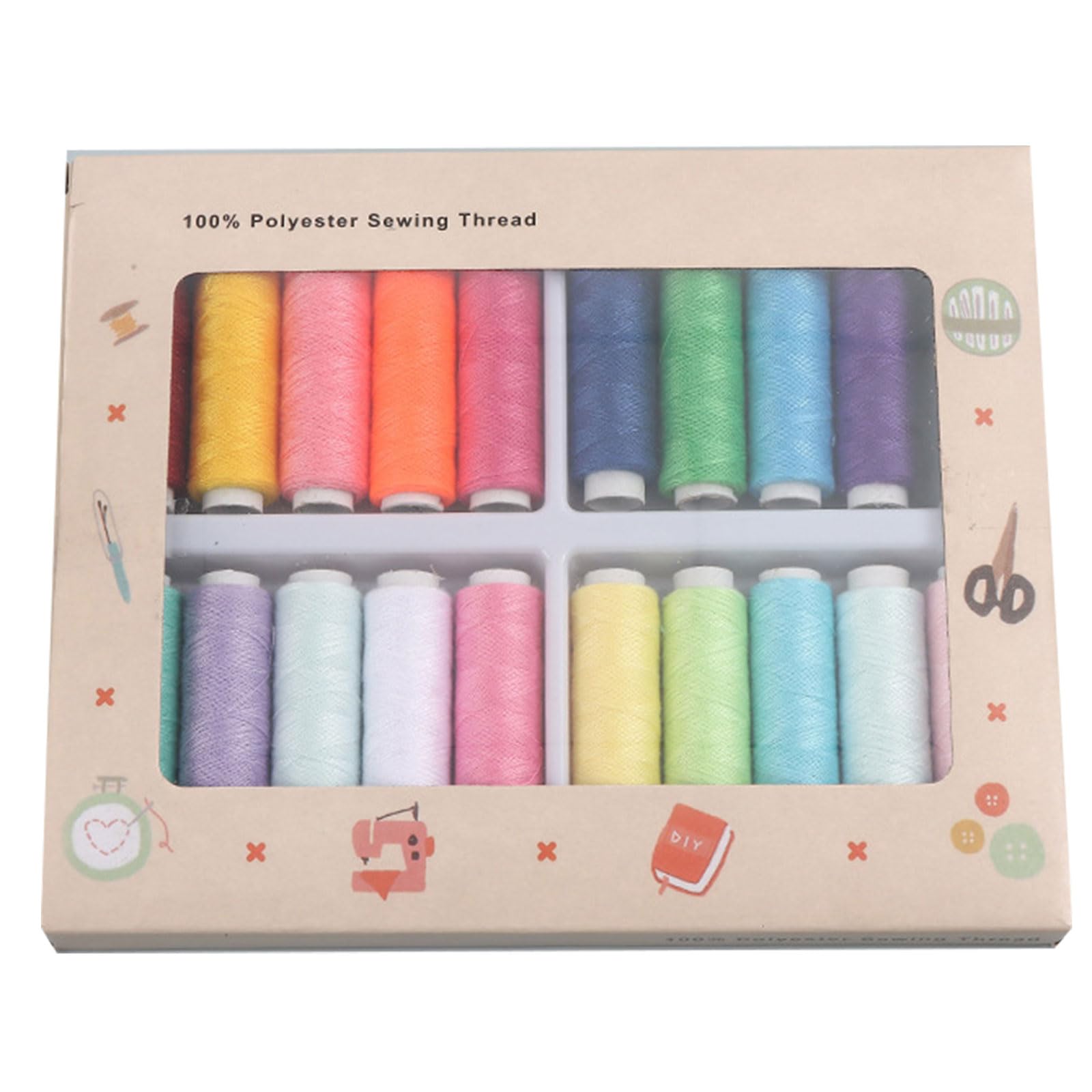 Buxuaaaa Color 20 Varied Sewing Thread Spools With Wood Bobbins Strong Cotton For Home Tailoring Cotton Sewing Thread Set