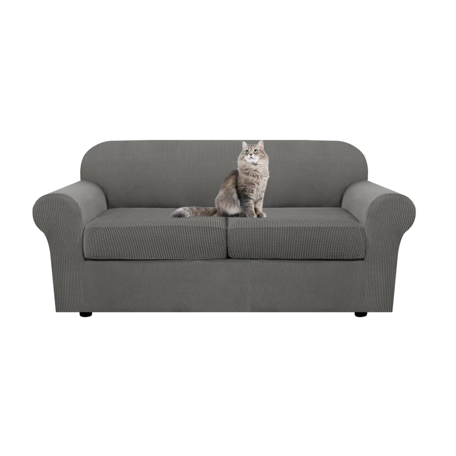 SYLC Ektorp Sofa Cover with Seat Cushions Covers and Backrests Covers Sofa Covers Stylish Stretch Jacquard Couch Slipcover Protector (Mid-grey,Love+2 Seats)
