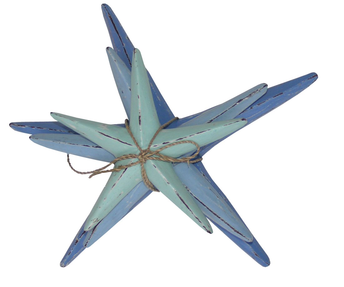 Cohasset Gifts Beach Décor | #302PL | 3-Piece Wooden Pastel Star Fish Set | Home, Beach Décor | Nautical Décor | Pastel Blues & Green Distressed