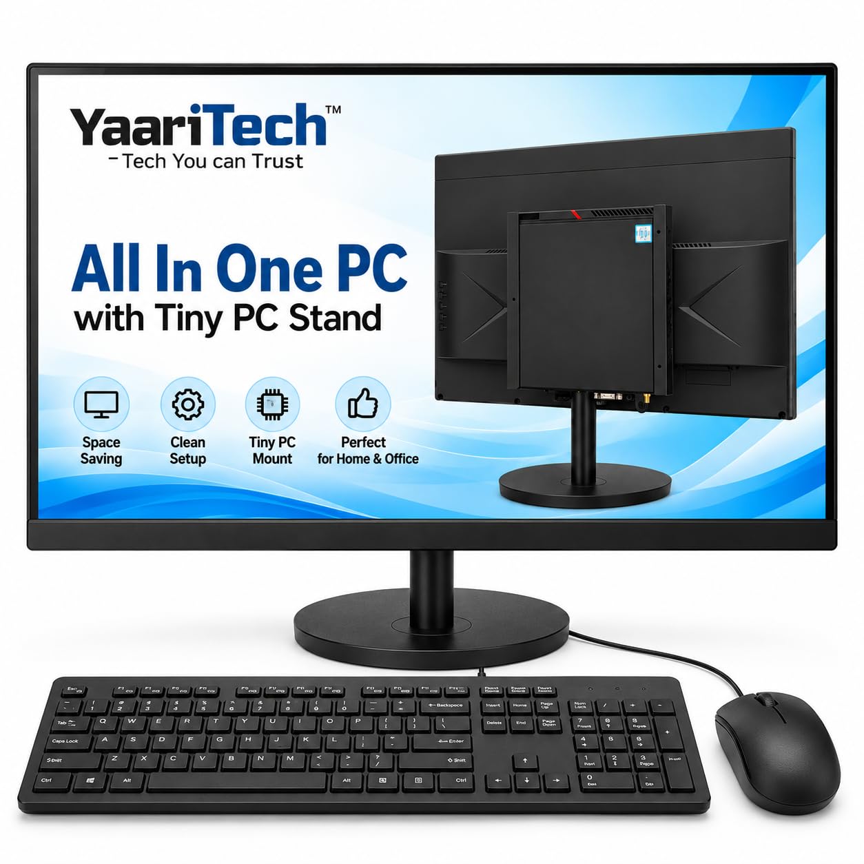 All in One PC 19 inch Moniter with Tiny PC Stand, Core i3 7th Gen - Image 1