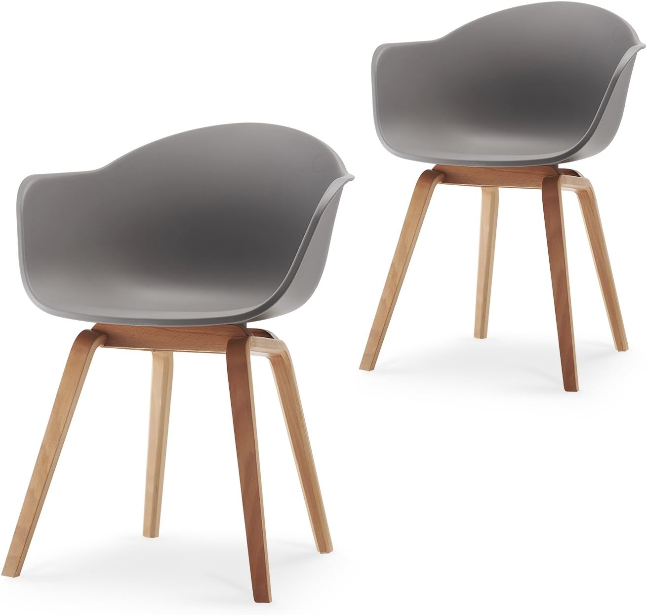 Romeo Plastic Retro Dining Chair/Lounge Chair, Set of 2 (Grey)