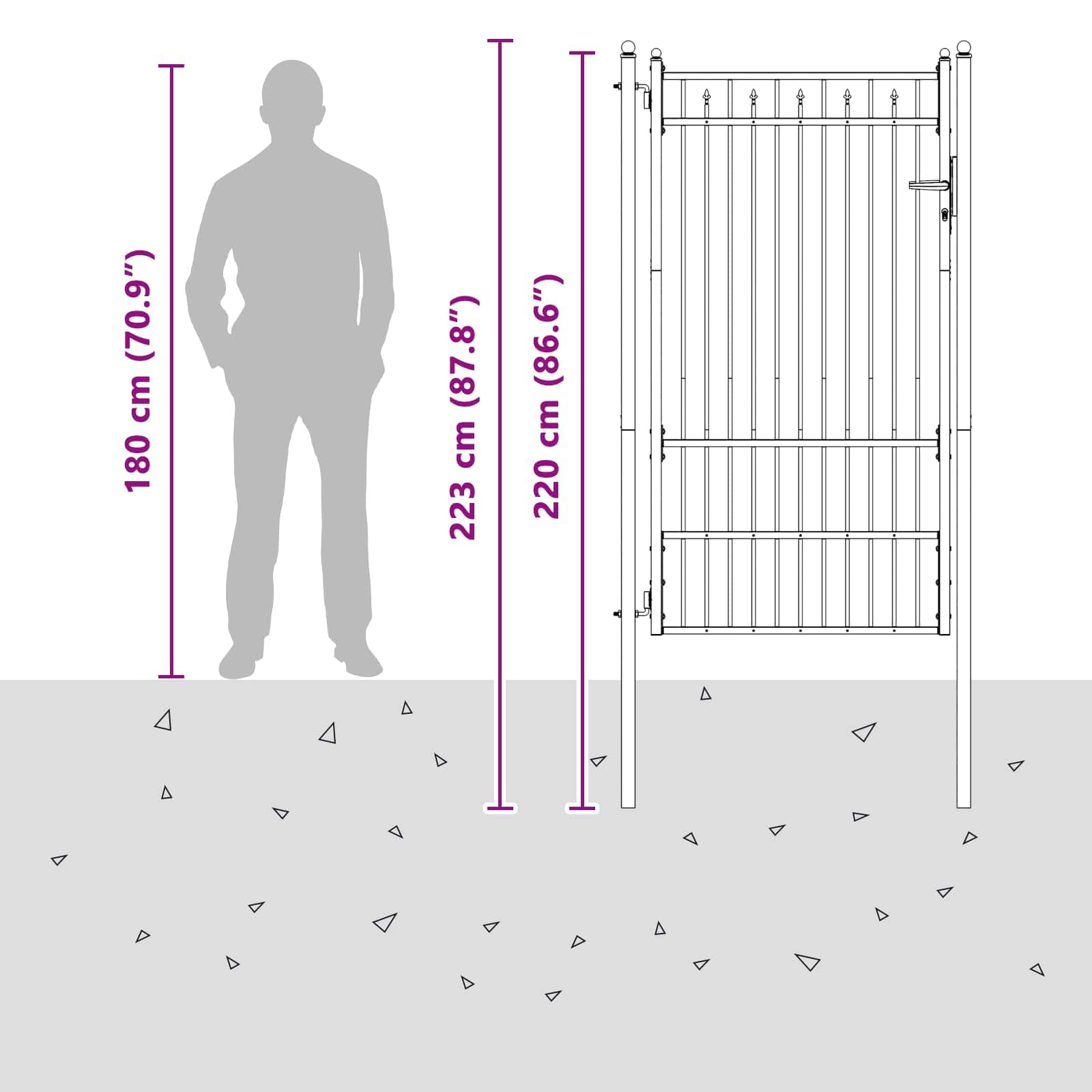 vidaXL Cancello per recinzione HORST 100 x 175 cm Metallo Nero, Cancello moderno, sicurezza in giardino, soluzione d'ingresso, recinzione esterna, accesso alla proprietà
