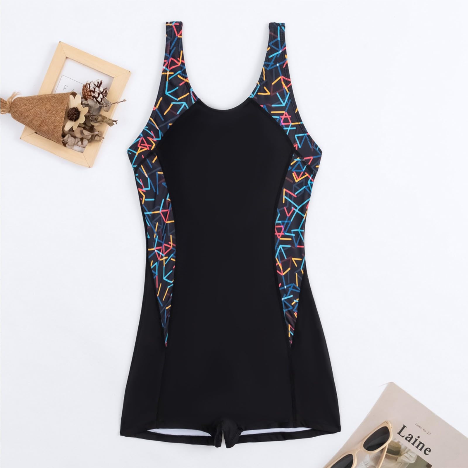 Generico Costume da Bagno Donna, Sportivo da Boyleg Racerback Sportivo A Copertura Totale, Facile da Indossare