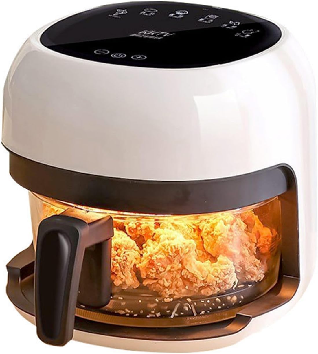 Friggitrice Ad Aria Trasparente in Vetro Touch Screen, capacità 4 Litri, Senza Olio E Senza Fumo, Cucina Sana, Friggitrice Multifunzione, Blanc