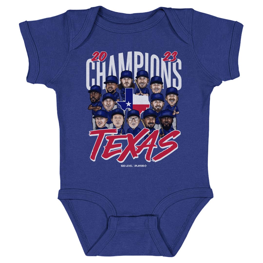 Texas Baseball 2023 World Champs Infant One-Piece Bodysuit (6M, Royal Blue) - Texas Baseball Champions 2023 WHT