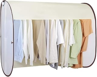屋外ベランダ用 洗濯物カバー 雨よけ花粉ほこり対策 目隠し付き 紫外線UVカット 3サイズ 衣類保護 晴雨兼用 屋内でも 取り外し簡単 コンパクト収納 (200cm)