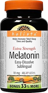 Holista Extra Strength Melatonin 10 mg, Easy Dissolve, 40 Sublingual Tablets, For Sleep Support, Gluten Free, Non-GMO
