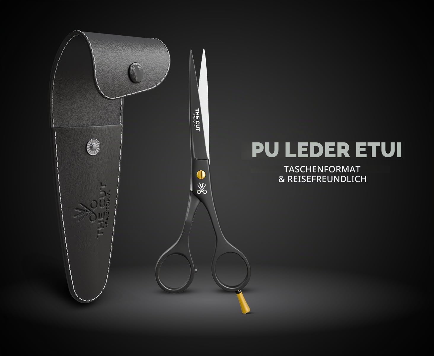 The Cut Factory Professionelle Haarschere, 16,5 cm, kohlenstoffreiches 420er-Edelstahl, Haarschneideschere, ultra-scharfe Friseurschere für Salon und Zuhause, ergonomisch für Männer, Frauen, Kinder