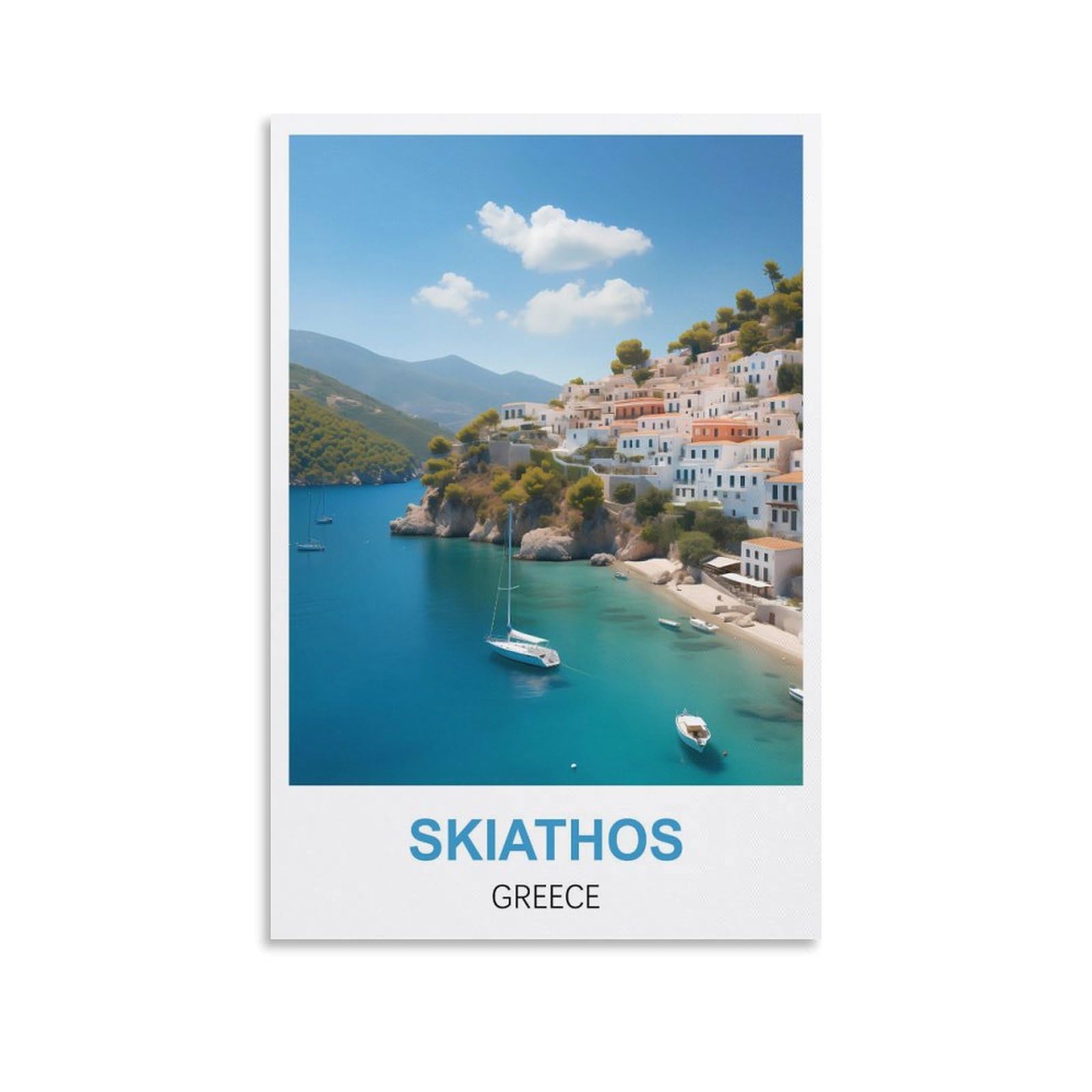 Lolwnni Unframe-Style Skiathos Greece Vintage Travel Poster 16X24inch(40X60cm) Canvas Wall Art Print Picture Paintings For Living Room Bedroom Decor