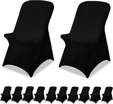 Black Chair Covers Stretch Folding Chair Covers Universal Spandex Fitted Chair Slipcovers for Wedding Dining Party Banquet Holidays Celebration Trade Show Craft Show Decoration 12 Pack