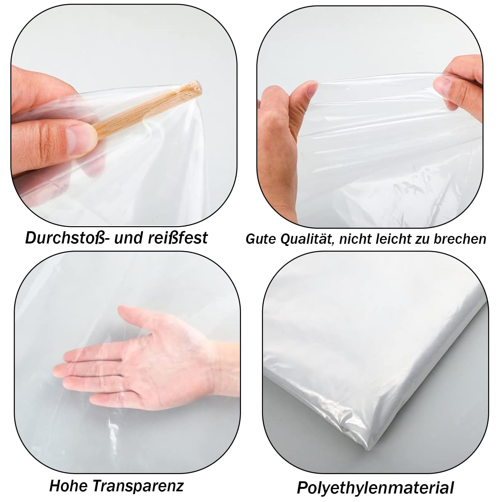 Film Transparente para Invernaderos, Film Transparente 2 x 10 m, Film de Invernadero Resistente al Desgarro, Film Hortícola de Polietileno, Film de Plástico, para Cubrir Verduras y Plantas