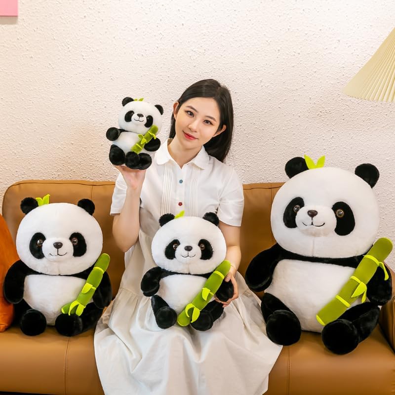 Miniatura 4 de XIGUI Lindo panda de peluche de 13.8 pulgadas con bambú, panda suave en animales de peluche, peluche de oso panda kawaii, regalo para niños, niñas,