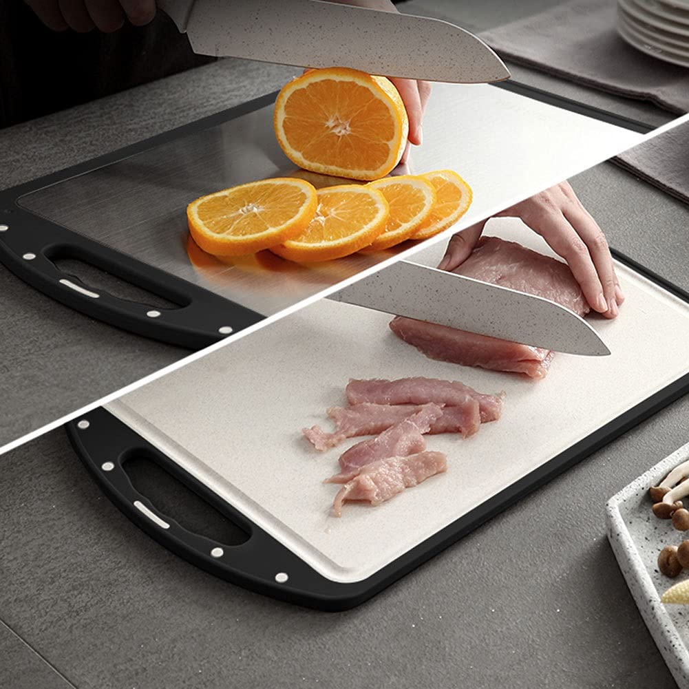 Tagliere in Acciaio Inox e Grano in Acciaio Inox e Grano Durevole, Facile Maniglia, Groove di Succo e Maniglia Facile da Pulire, taglieri Multiuso (Size : 15INCH)