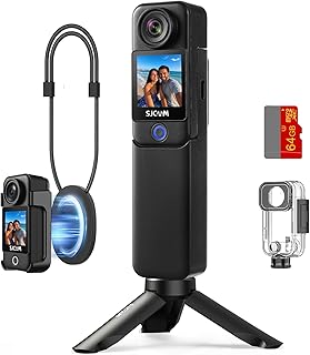 SJCAM C300 Vlogging Combo, 4K Pocket Action Camera,7Hour Power,6-Axis Stabilization,Dual-Touch Screen 154° Wide FOV Video Body Camera,Waterproof,Live Streaming,with Tripod Kits,64G Card,Black