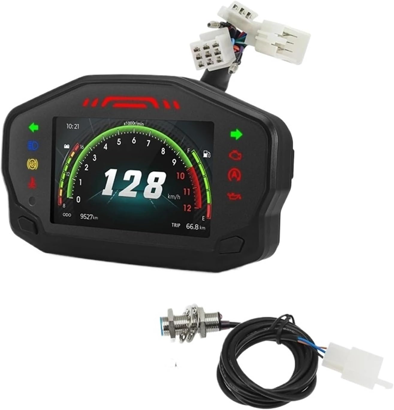 Tachometer Gauge Motorcycle Universal Motorcycle Instrument Speedometer Dashboard Tachometer Digital 12000Rpm Speedometer for 2-4 Cylinders Odometer