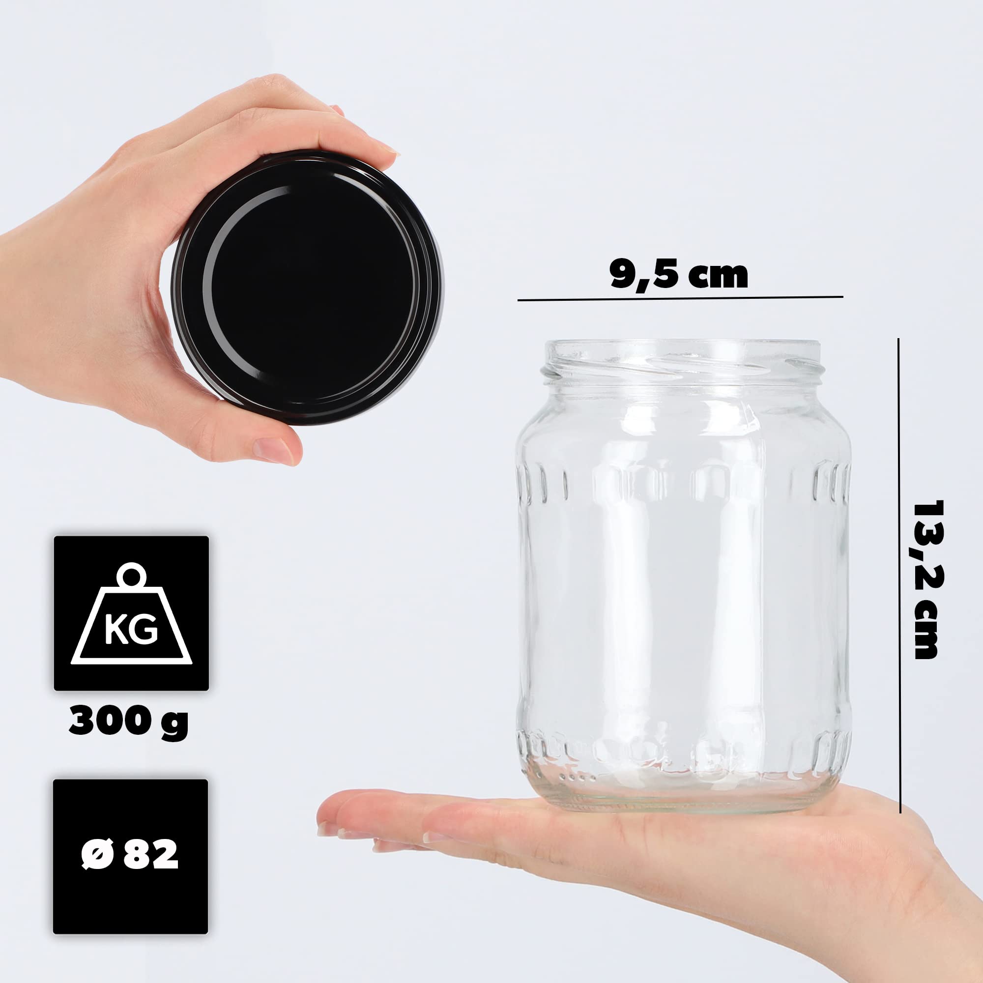 KADAX Lot de 48 grands bocaux en verre 720ml Ø82 à pois rouges – Couvercle Twist-Off hermétique TO82 – Pour conserves, cornichons, légumes fermentés & confitures maison